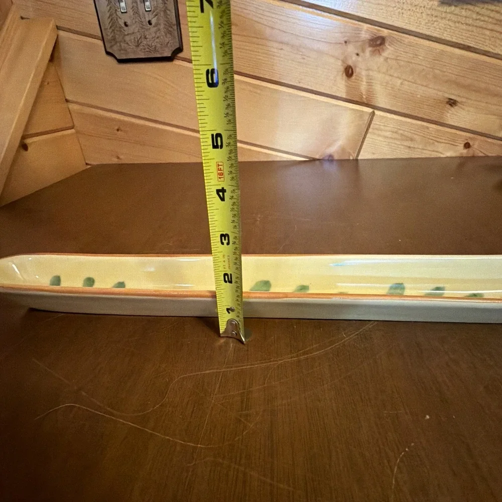 Handmade Pottery Olive Boat Tray Made In Italy Painted With Olives 16.25